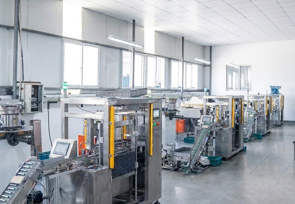 Modern and automated production workshop with advanced manufacturing machinery.