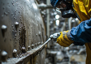 Chemical storage tank flange seam emergency repair using acid-resistant cold-welding resin compound