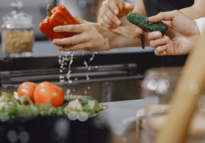 Fresh produce washed in food processing washdown area sealed with FDA-compliant food-grade mold-resistant sealant