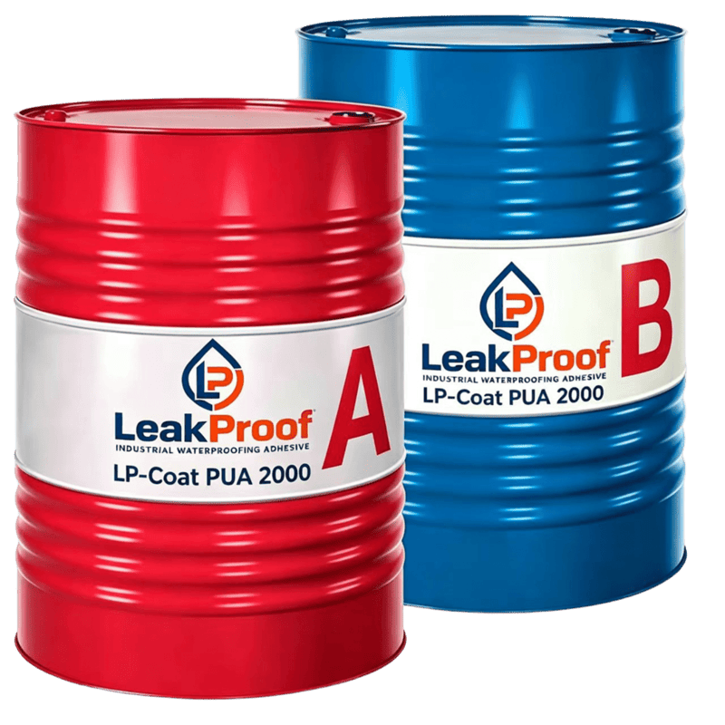 LeakProof LP-Coat PUA 2000 2K fast curing pure polyurea spray coating drum set