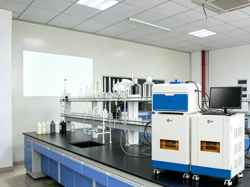 An advanced NMR (Nuclear Magnetic Resonance) cross-linking density analyzer in a chemical laboratory used for ensuring cohesive strength of waterproofing adhesives.