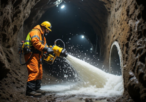 High-pressure water inrush control in underground mine shaft using ultra-fast reacting polyurethane injection resin