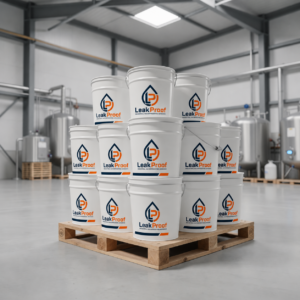 LeakProof LP-PU450 single-component polyurethane waterproofing coating liquid application on concrete roof