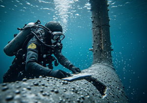 Submerged ship hull breach emergency repair using underwater-curing structural epoxy adhesive